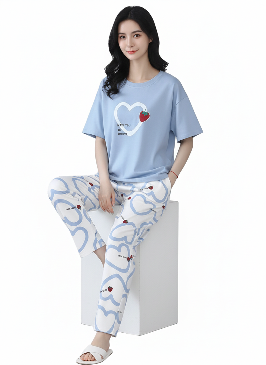 ✨ Premium Cotton Jersey Night Suit – Soft & Comfy Wear