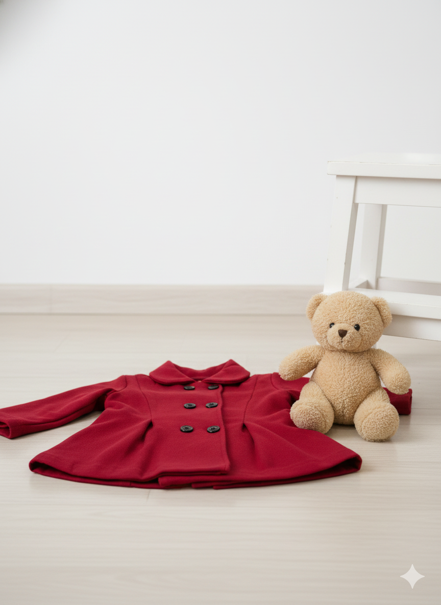 Western Style Button Kids Double Fleece Coat For Winter