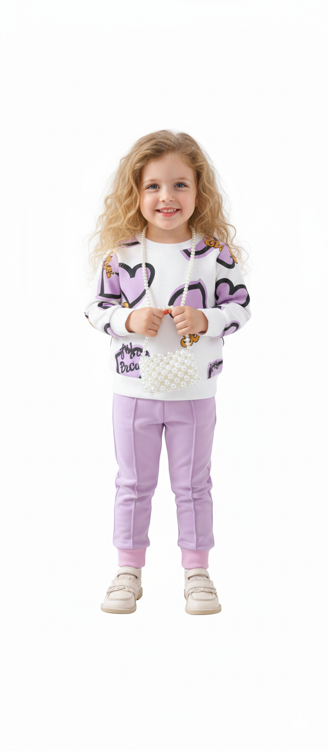 Heart Printing Kids Double Fleece Winter Pair (1-10 Years)
