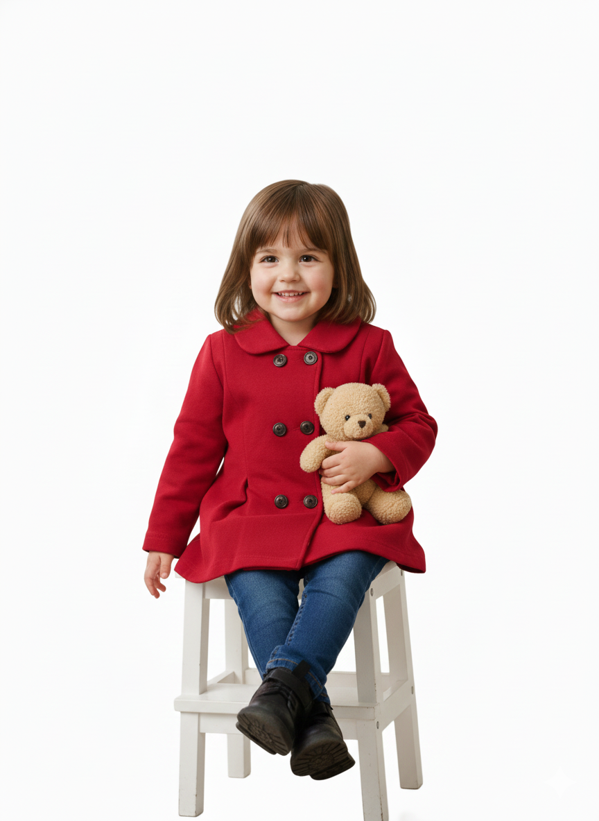 Western Style Button Kids Double Fleece Coat For Winter