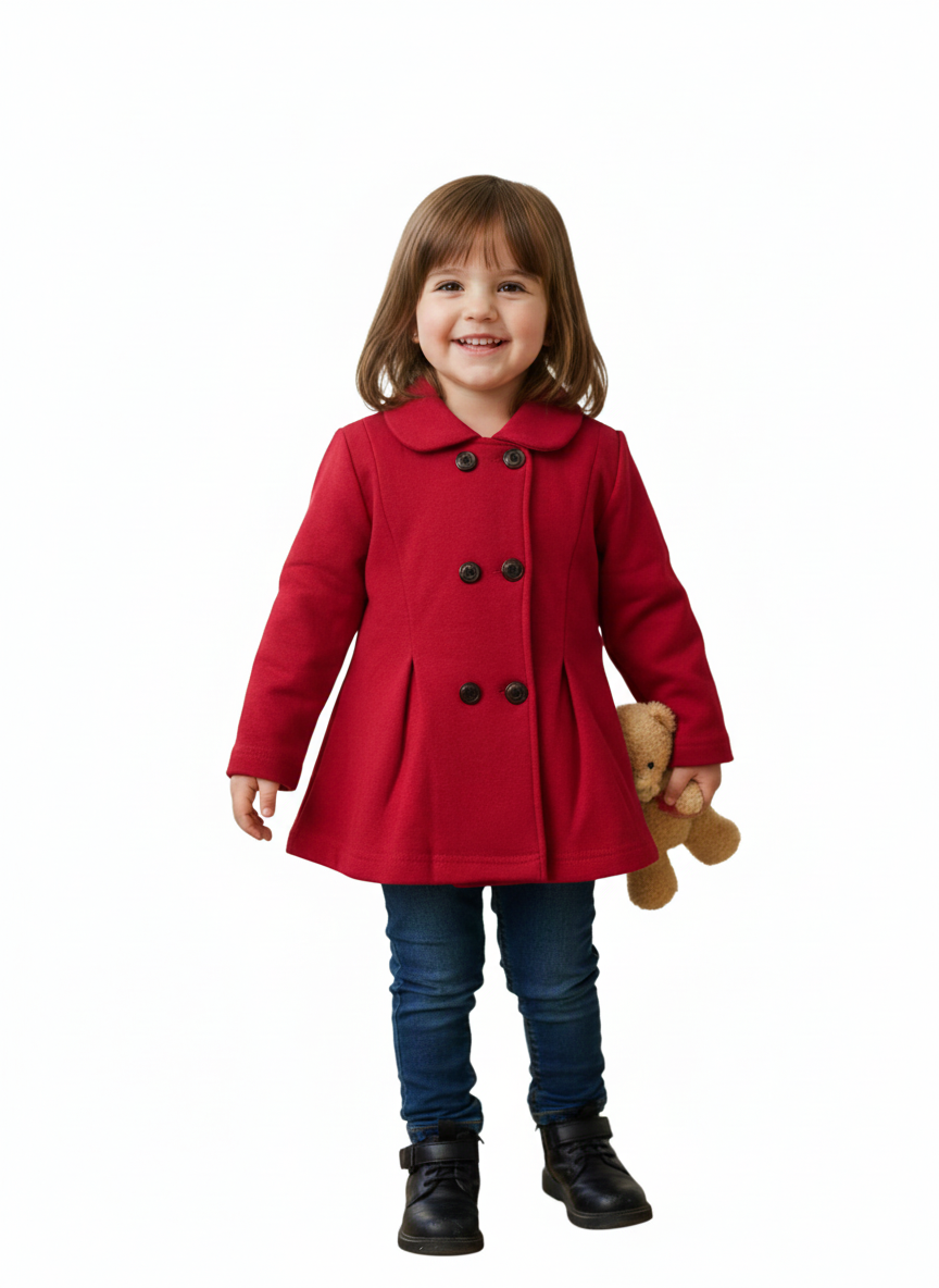 Western Style Button Kids Double Fleece Coat For Winter