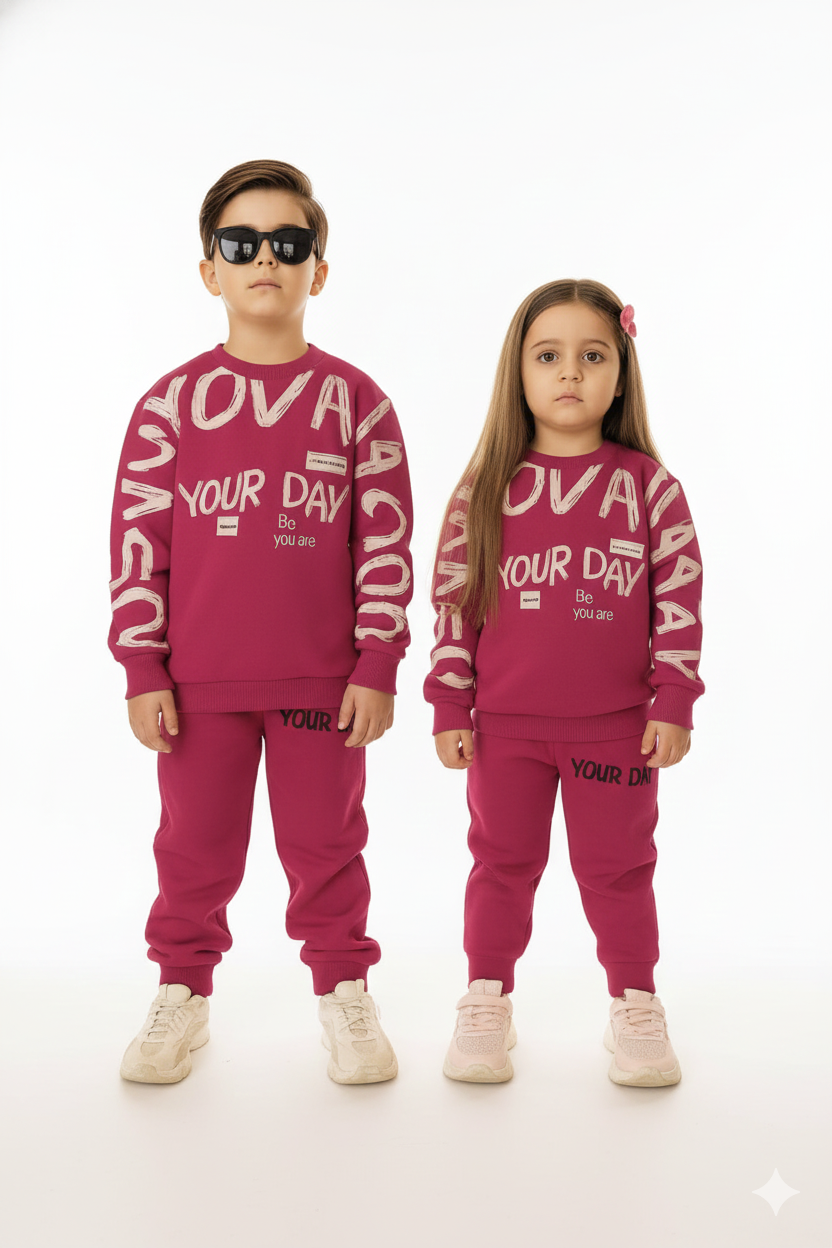 Kids Winter Fleece Suit – “Your Day” Print (Boys & Girls) | Ages 1 to 10