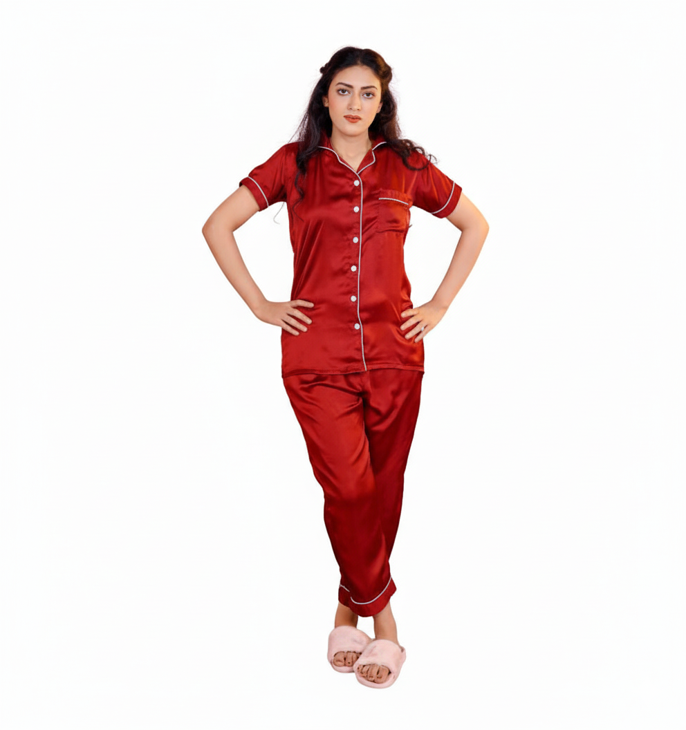 Premium Pipin Silk Night Suit