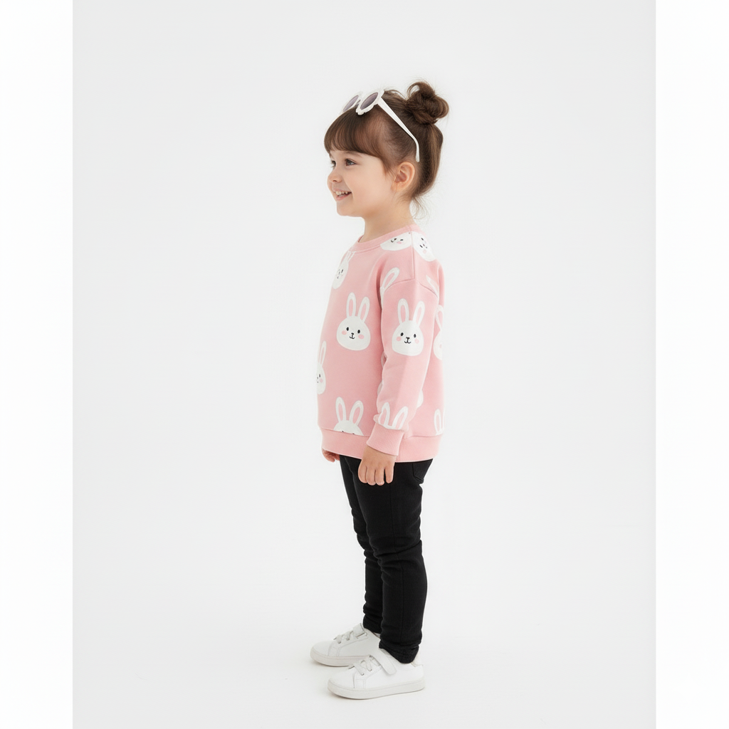 Girls Bunny Print Fleece Winter Suit
