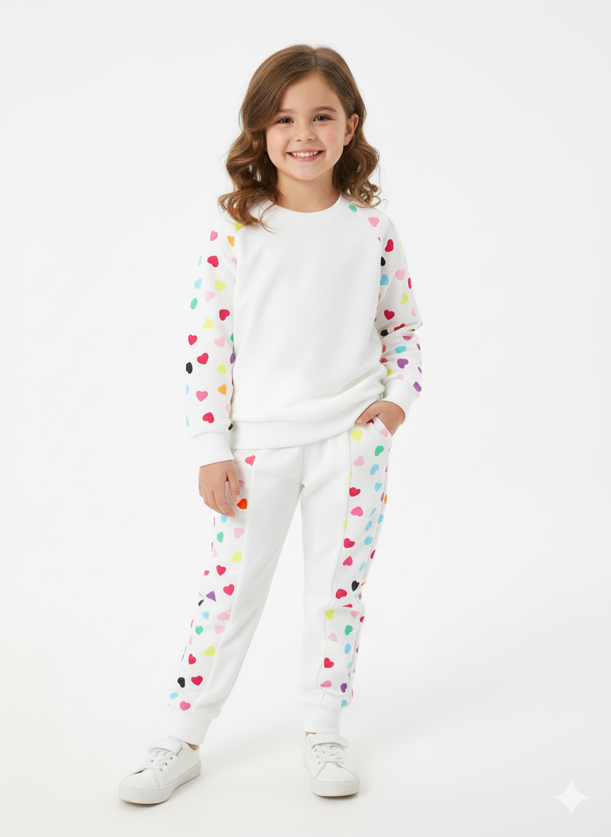 Colorful Heart Print Winter Set (1 to 10 years)