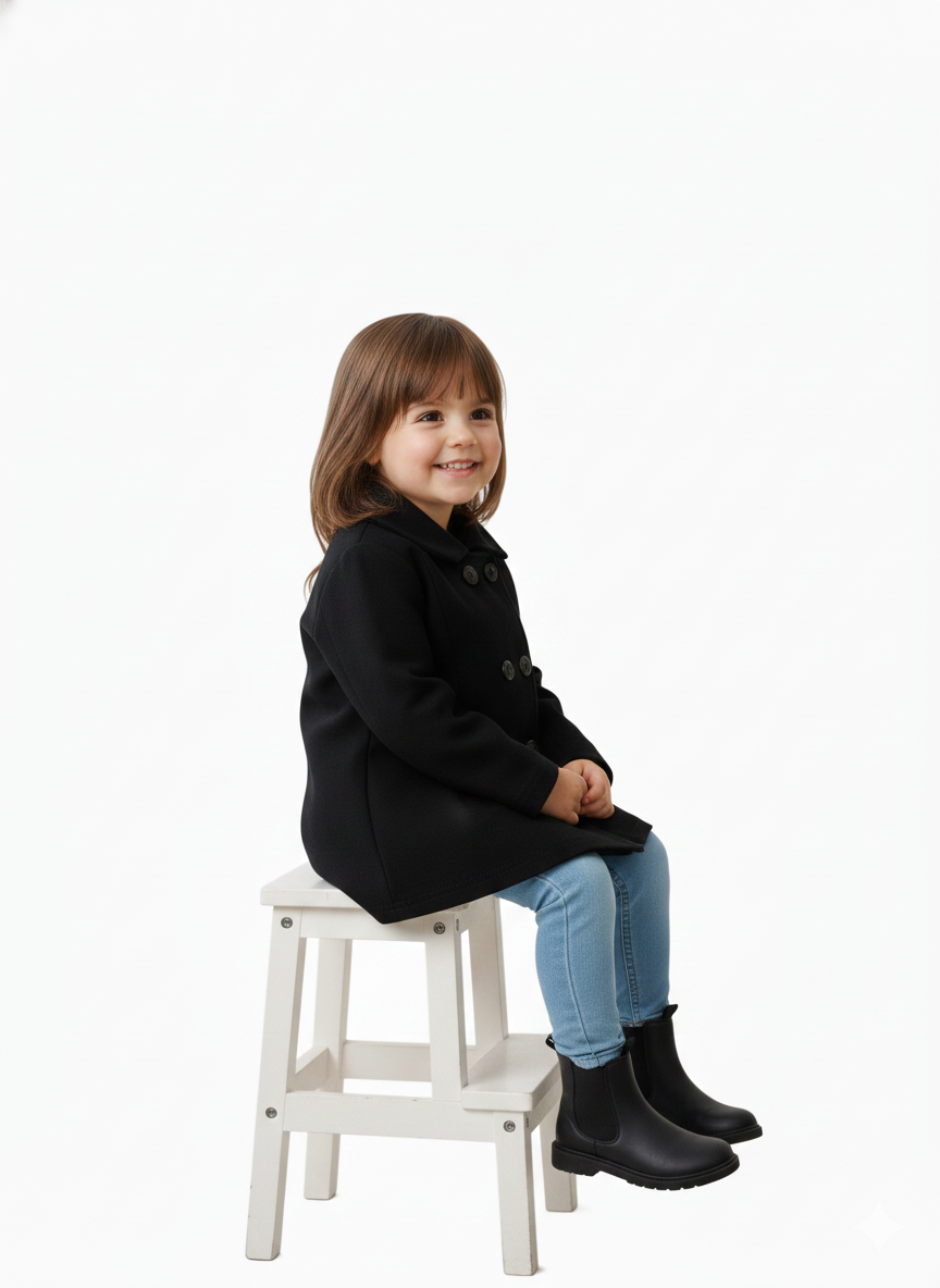 Western Style Button Kids Double Fleece Coat For Winter