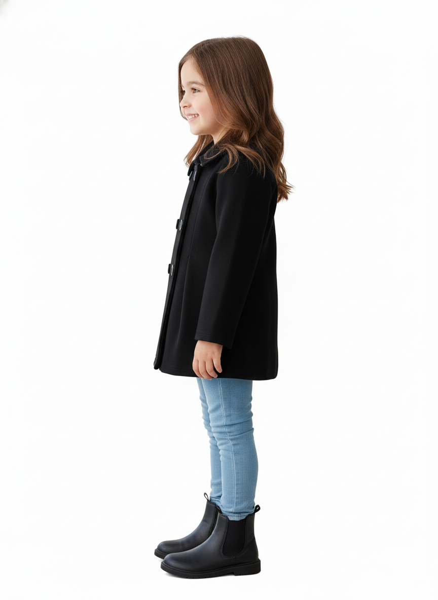 Western Style Button Kids Double Fleece Coat For Winter