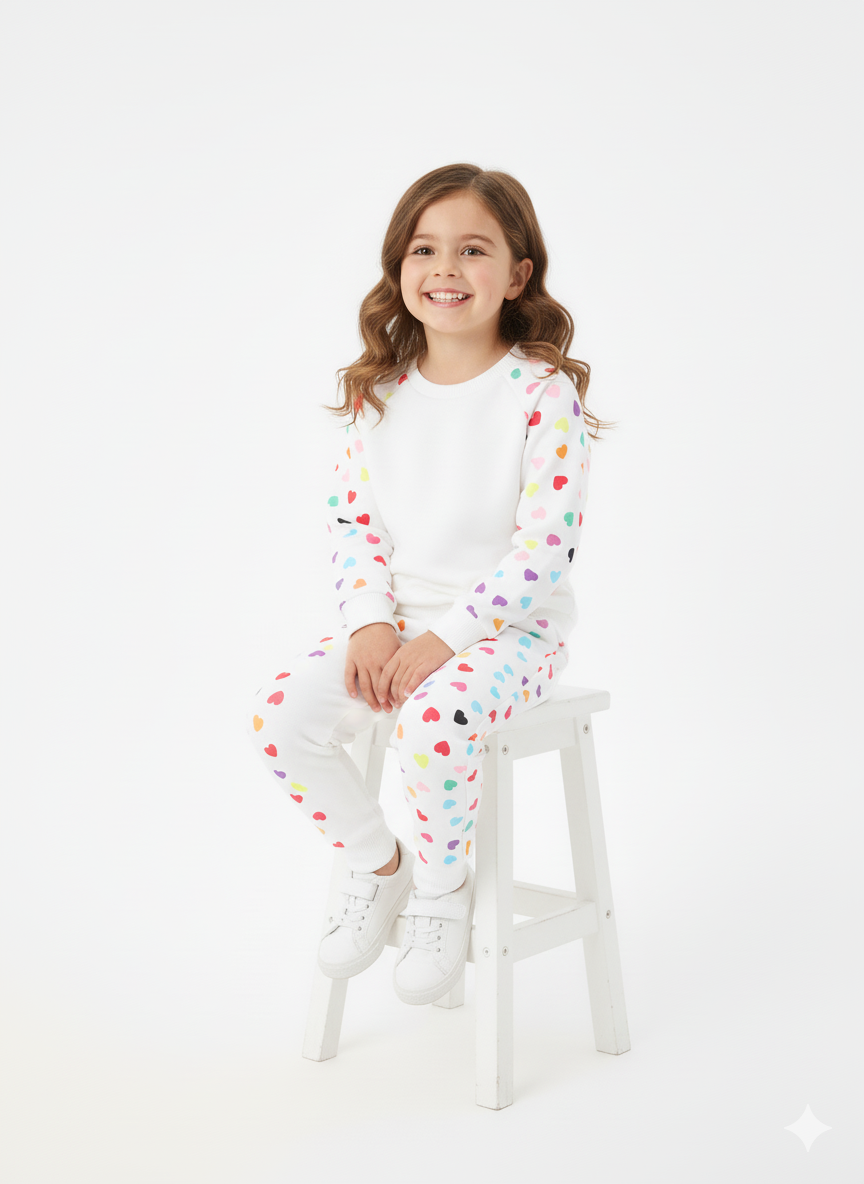Colorful Heart Print Winter Set (1 to 10 years)
