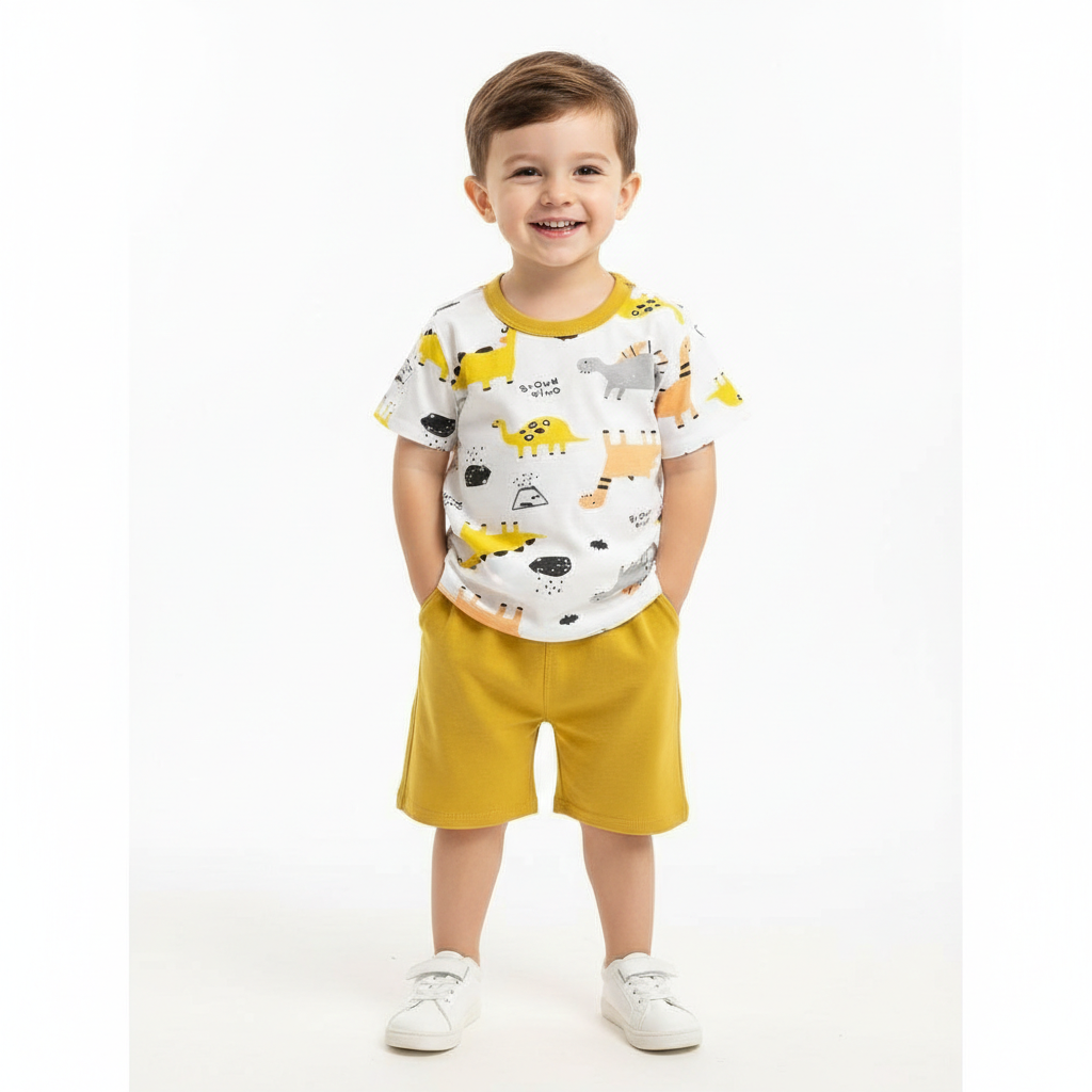 Kids Printed T-Shirt & Shorts Set | Soft Cotton Summer Outfit
