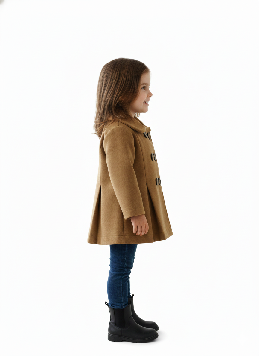 Western Style Button Kids Double Fleece Coat For Winter