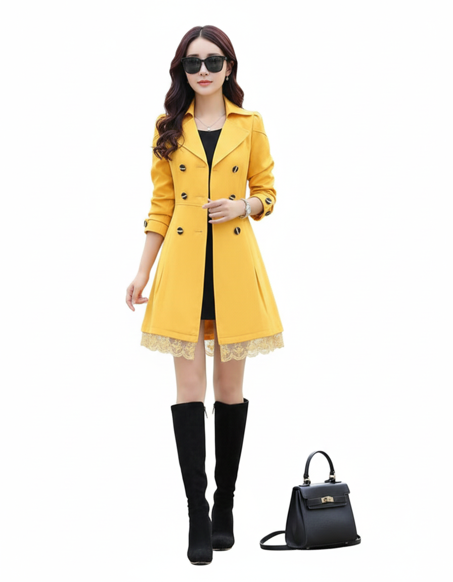 Women’s Trench Style Double Fleece Winter Coat