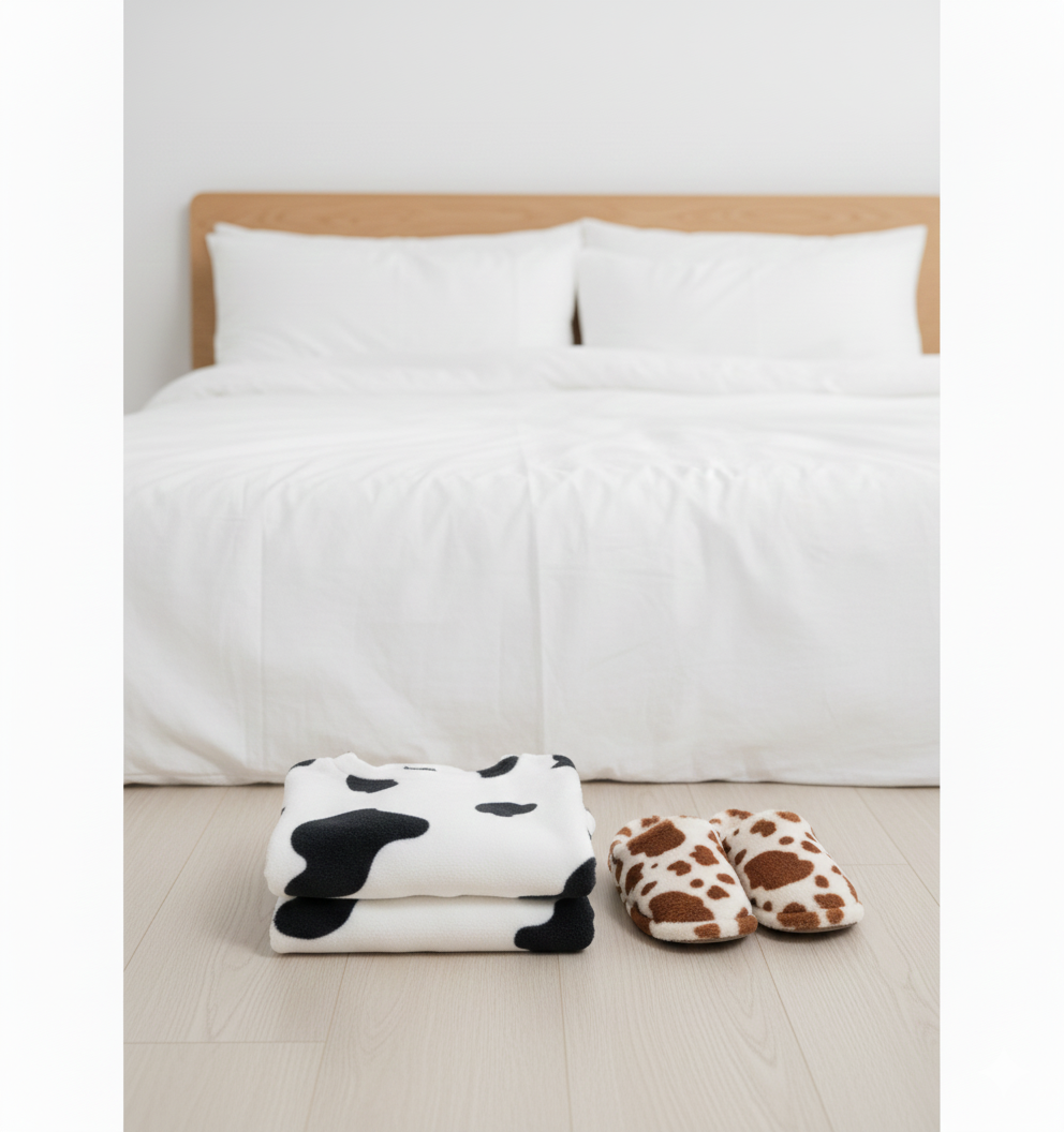 Kids Cow Print Double Fleece Winter Suit