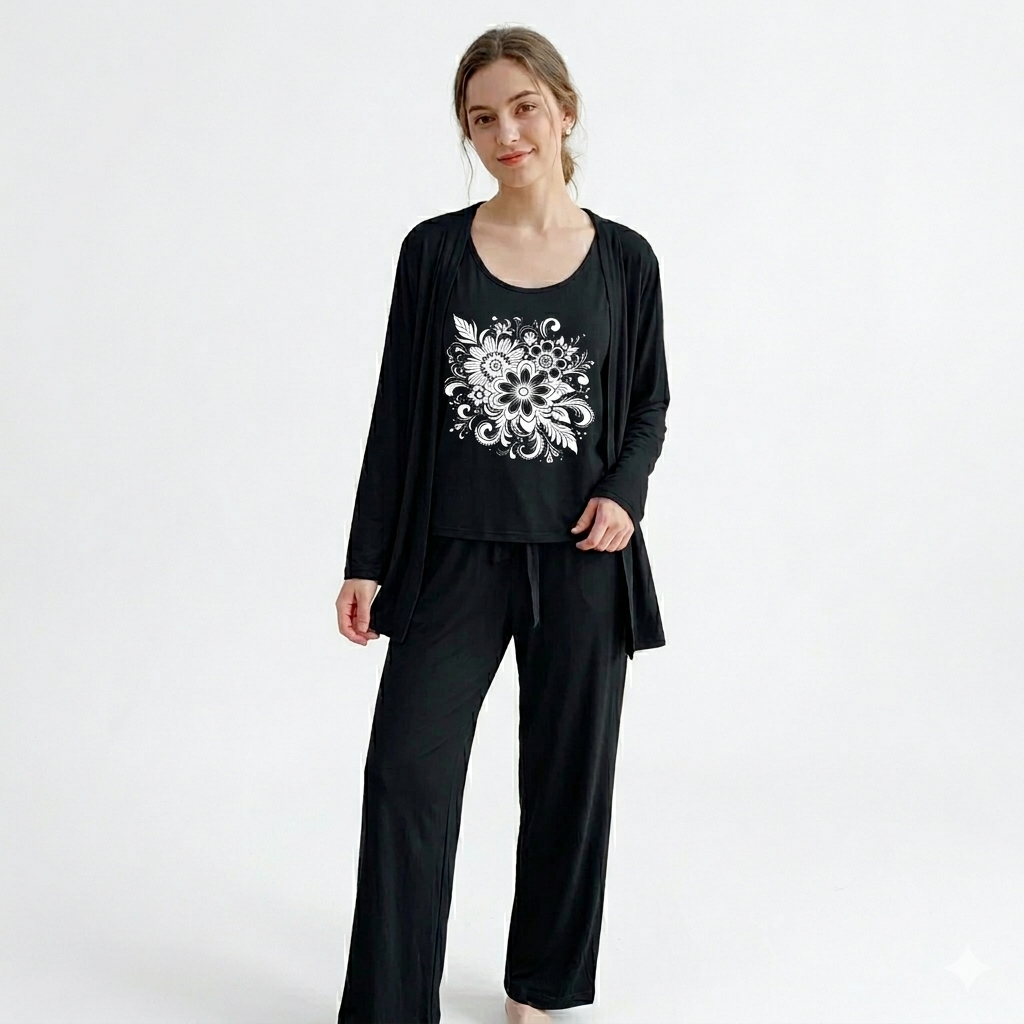 Night Printed Suit – 3 Pcs Set