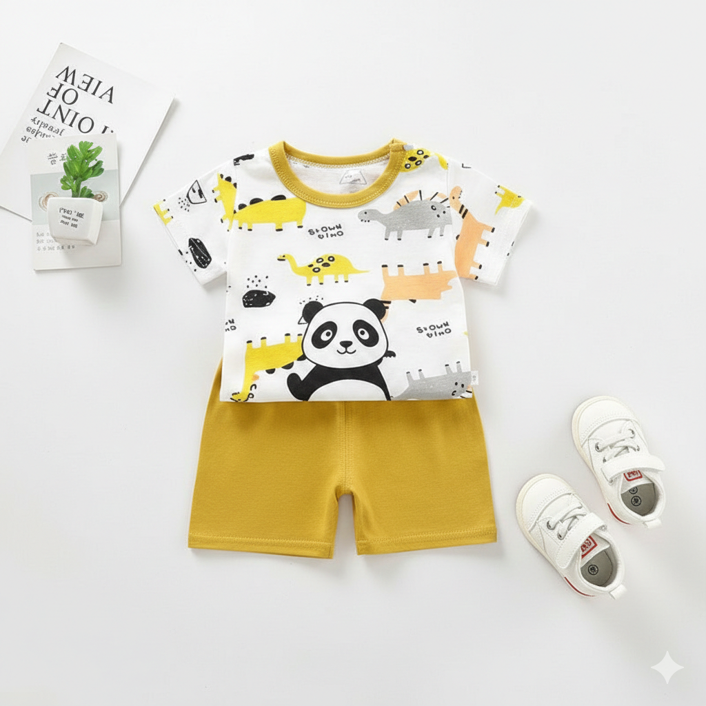 Kids Printed T-Shirt & Shorts Set | Soft Cotton Summer Outfit