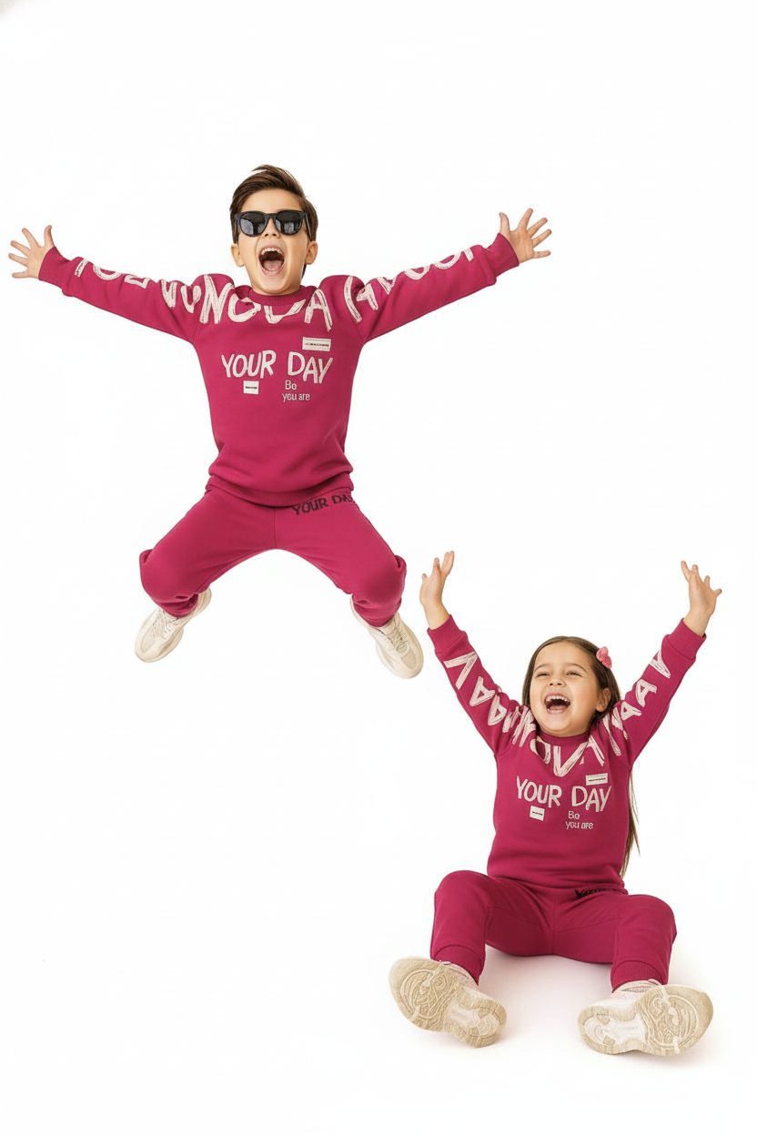 Kids Winter Fleece Suit – “Your Day” Print (Boys & Girls) | Ages 1 to 10