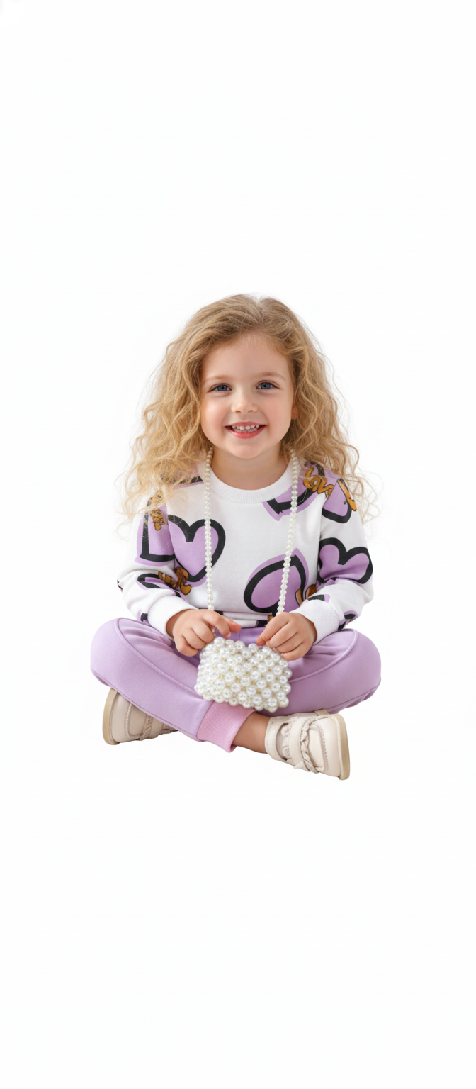 Heart Printing Kids Double Fleece Winter Pair (1-10 Years)