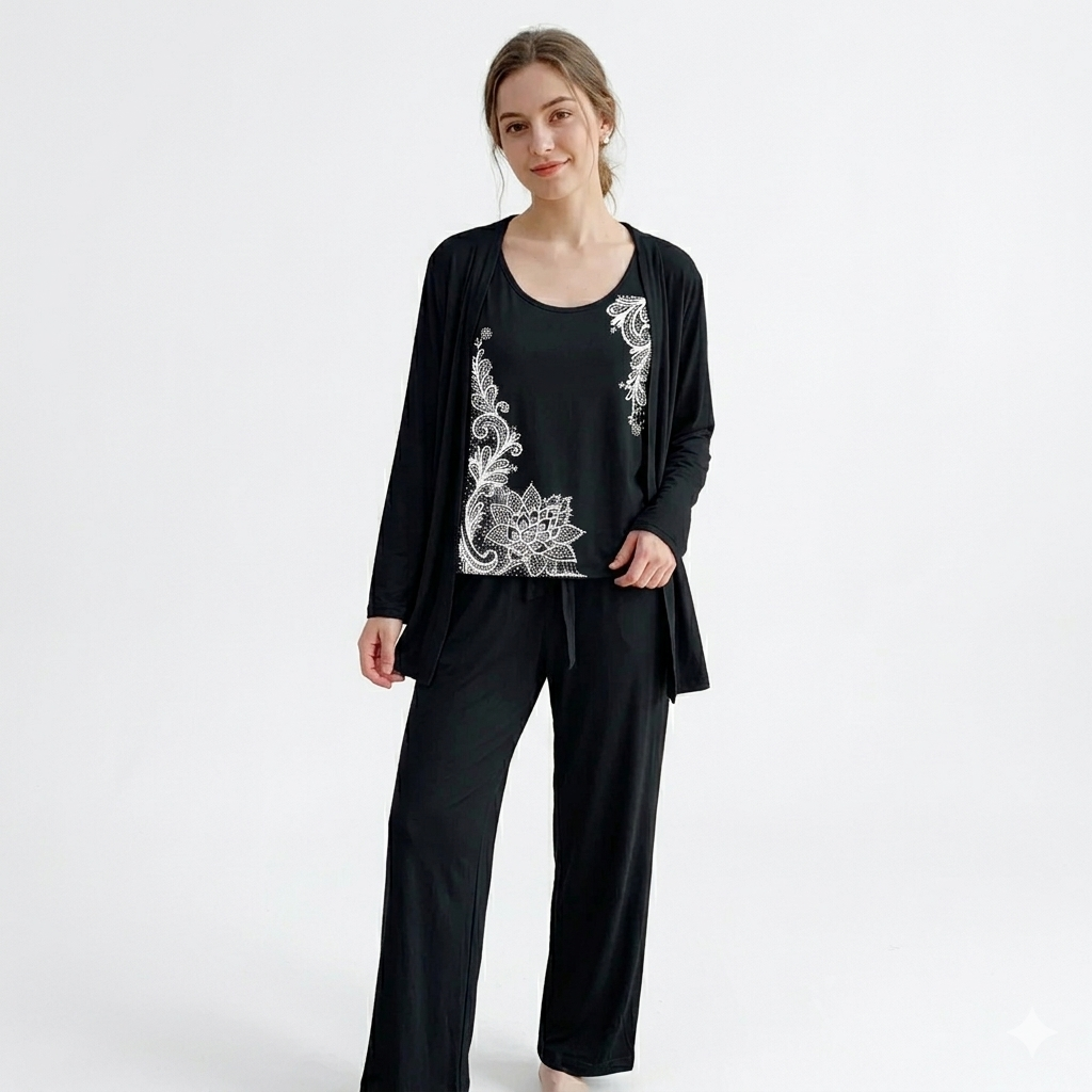 Night Printed Suit – 3 Pcs Set