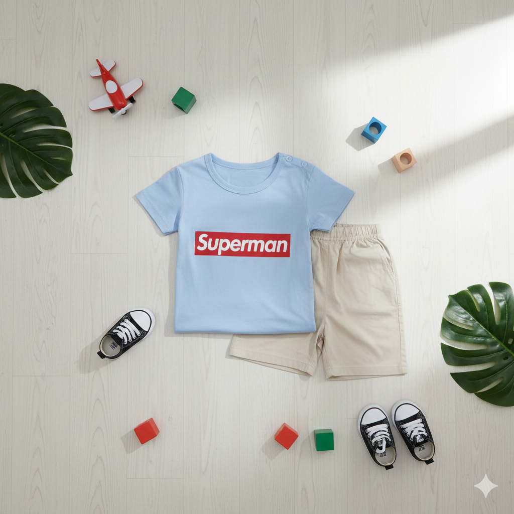 Trendy Casual Superman Cotton Suit for Kids