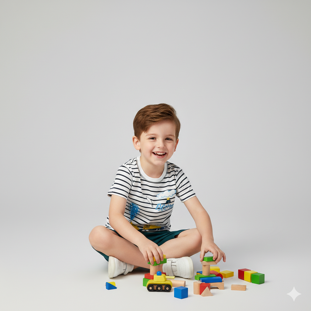 Trendy "BOOM" Tank Print T-Shirt & Shorts Set - Toddler Boys