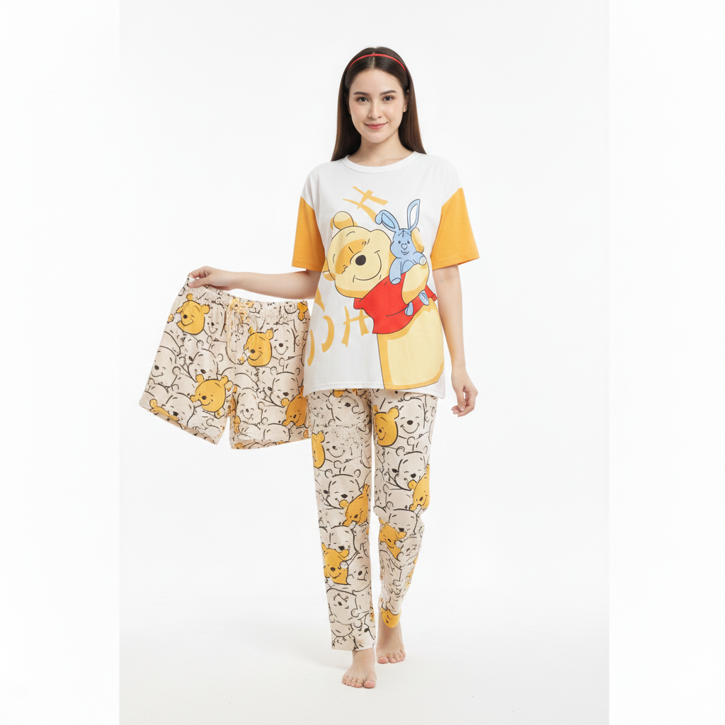 Mickey Mouse Fun Print 3-PCS Loungewear Set | Shirt, Pajama & Shorts
