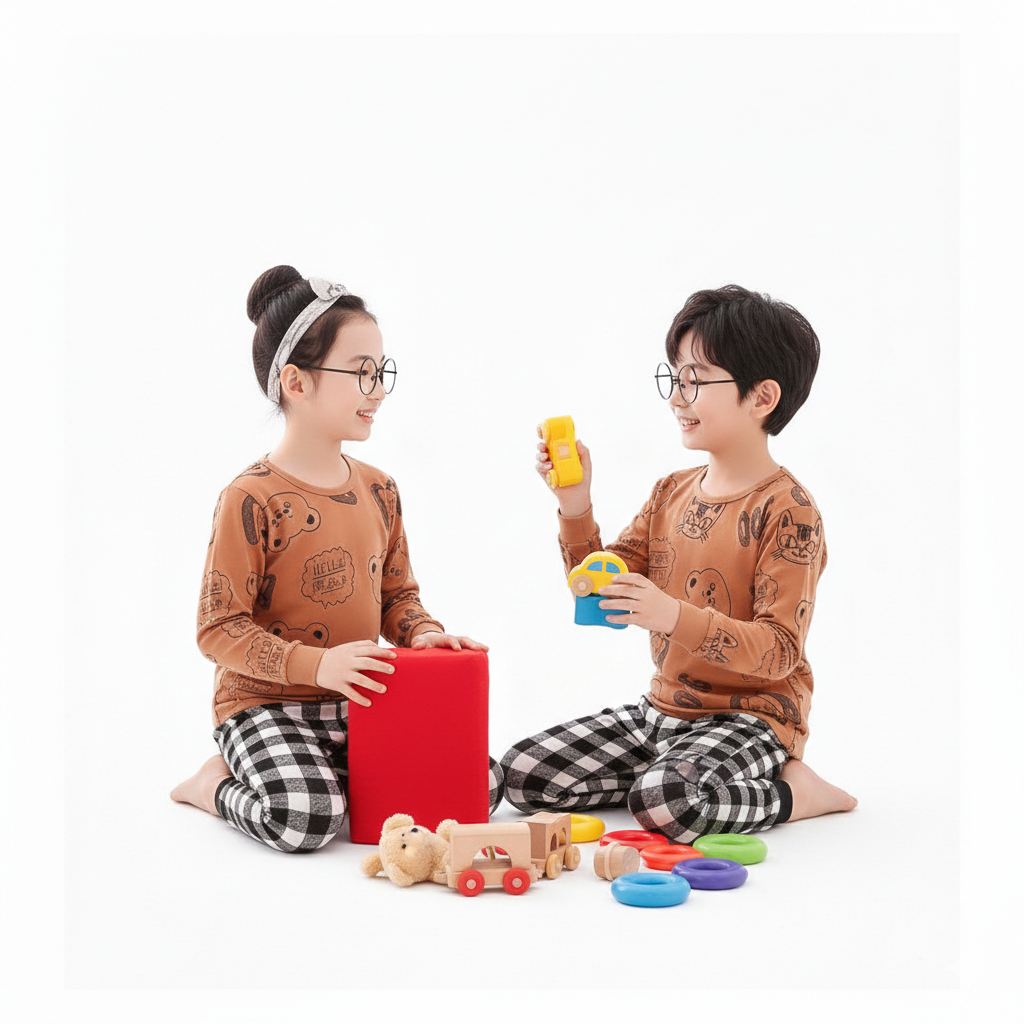 Brown Animal Print Sweatshirt aur Black-White Checked Pajama Set"