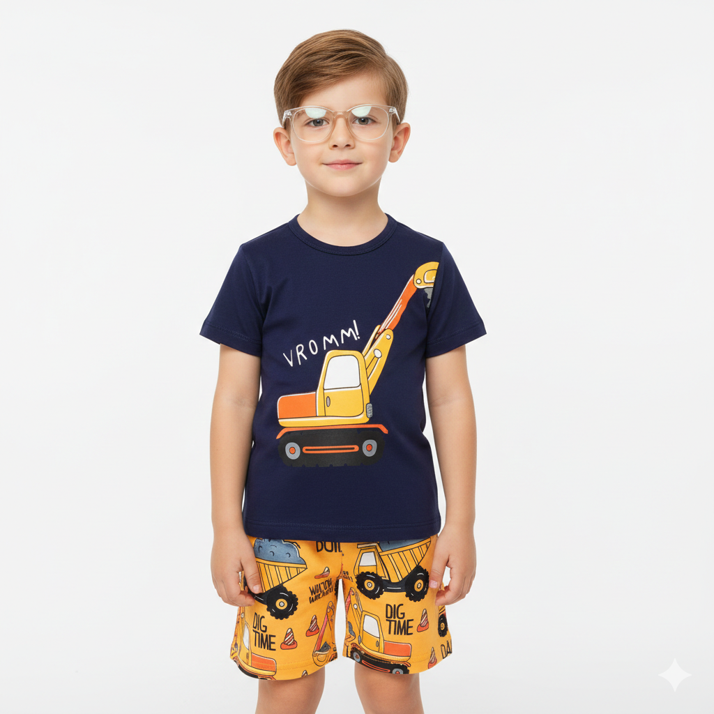 Funky Excavator Graphic Summer Outfit