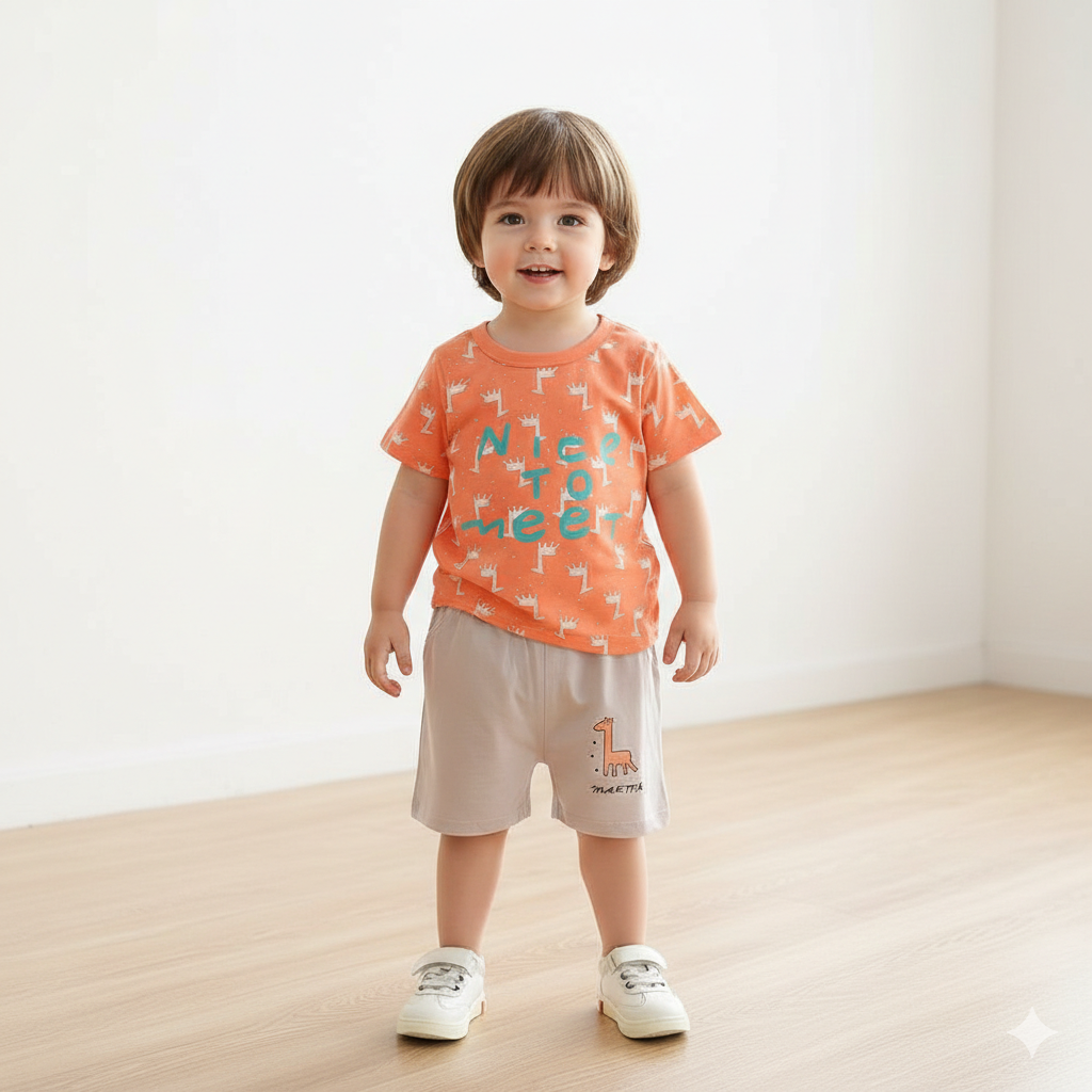 Comfy cotton summer suit for active toddlers.