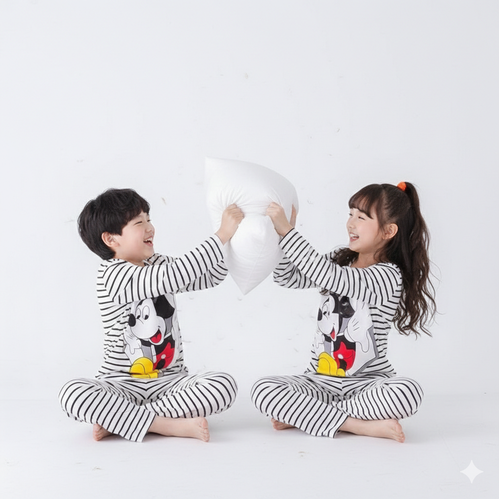 Premium Kids Mickey Mouse Striped Pajama Set –