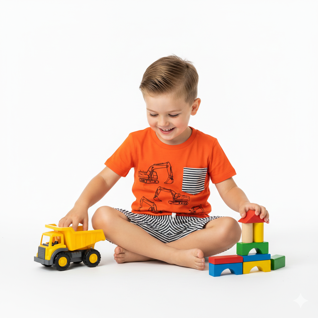 Cool Orange Shirt featuring Colorful Vehicles