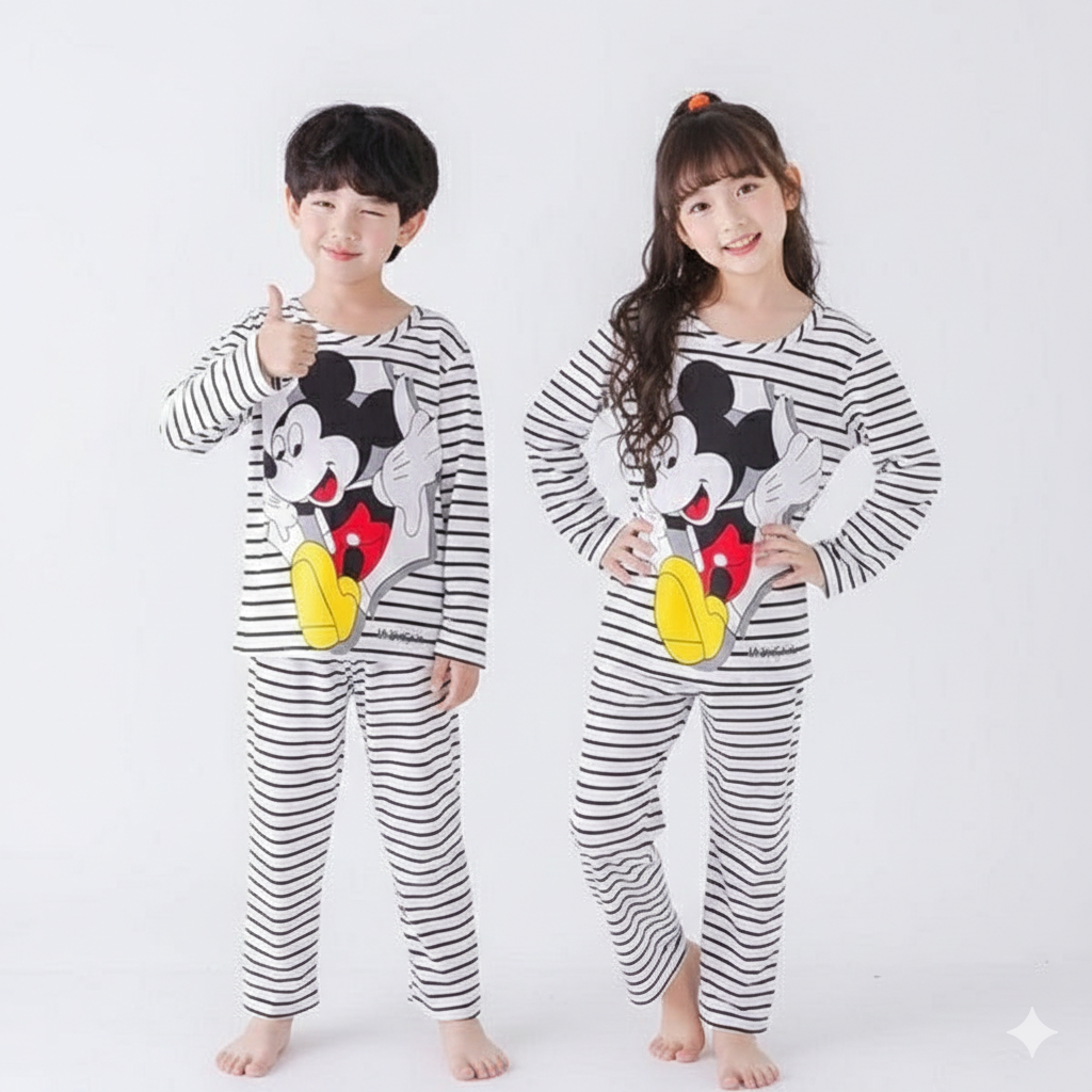 Premium Kids Mickey Mouse Striped Pajama Set –