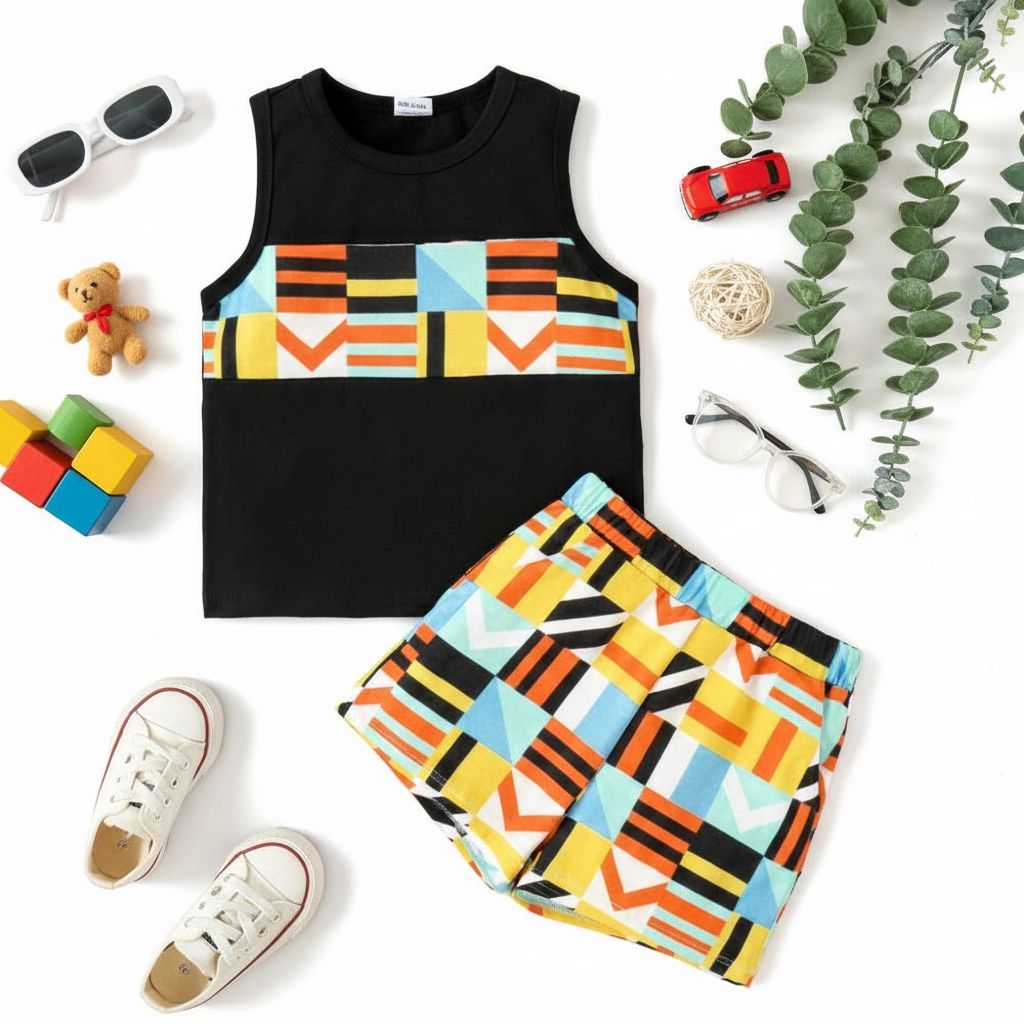 Funky Multi-Color Geometric Print Set