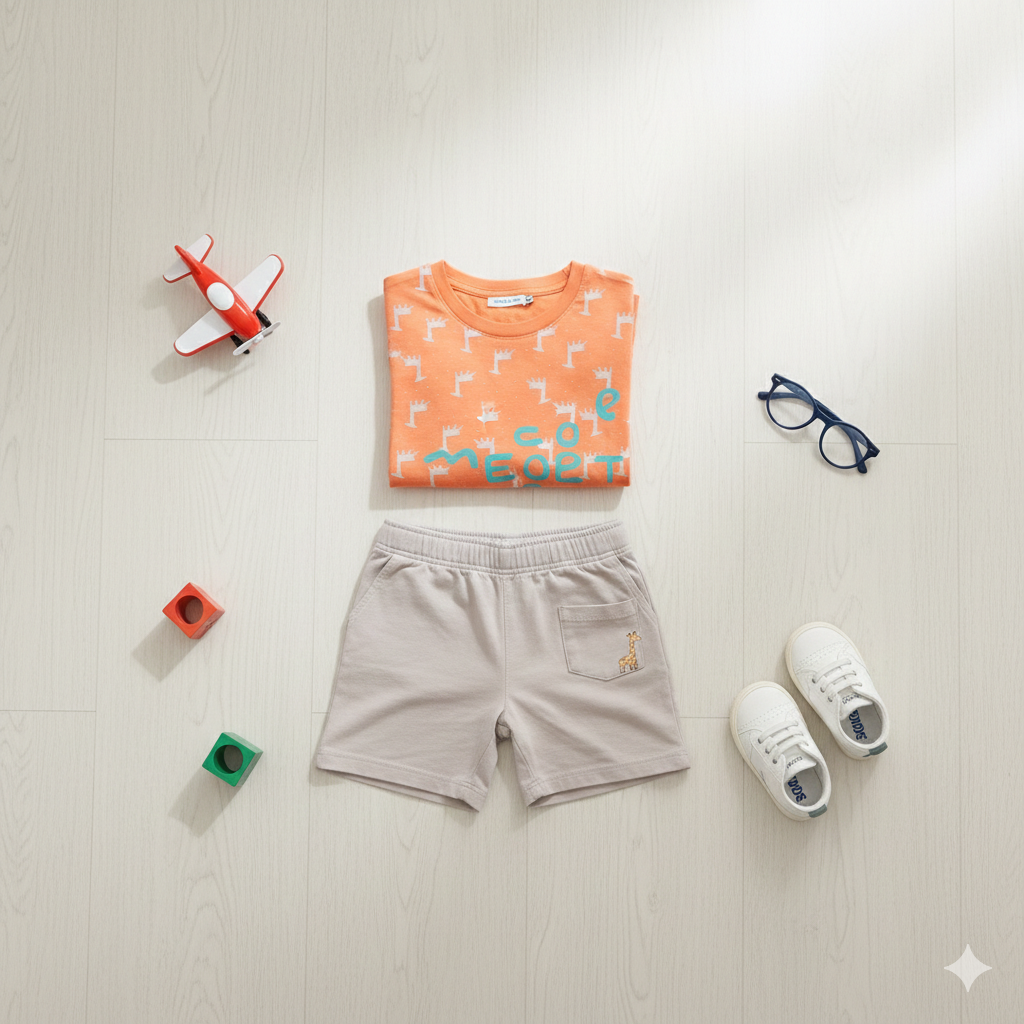 Comfy cotton summer suit for active toddlers.