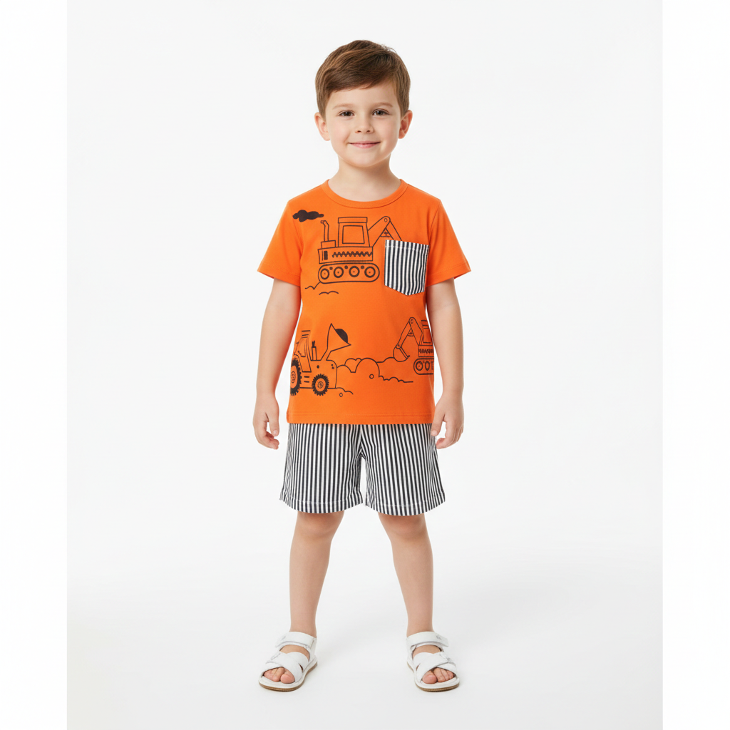 Cool Orange Shirt featuring Colorful Vehicles
