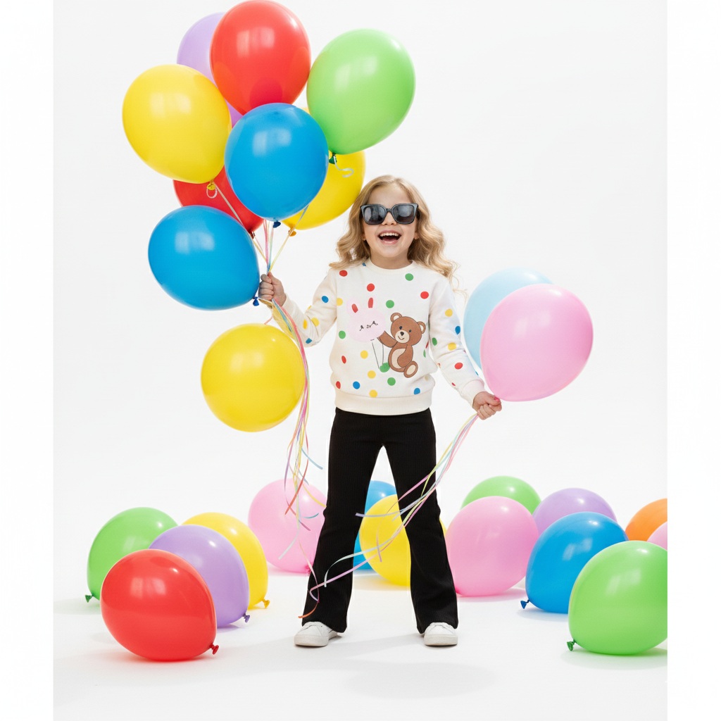 Kids Double Fleece Suit – Dotted Bear Print