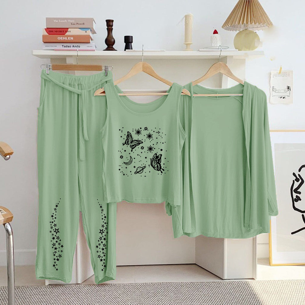 Night Printed Suit 3 Pcs