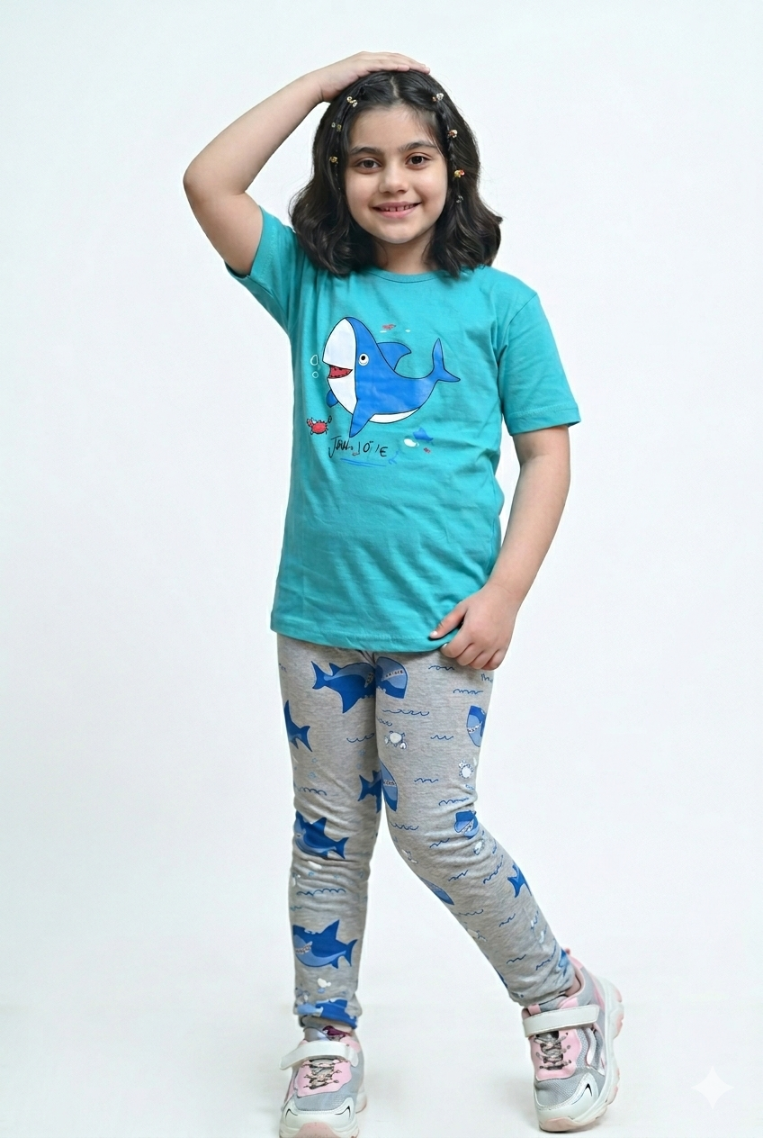 Blue Shark Print Pair