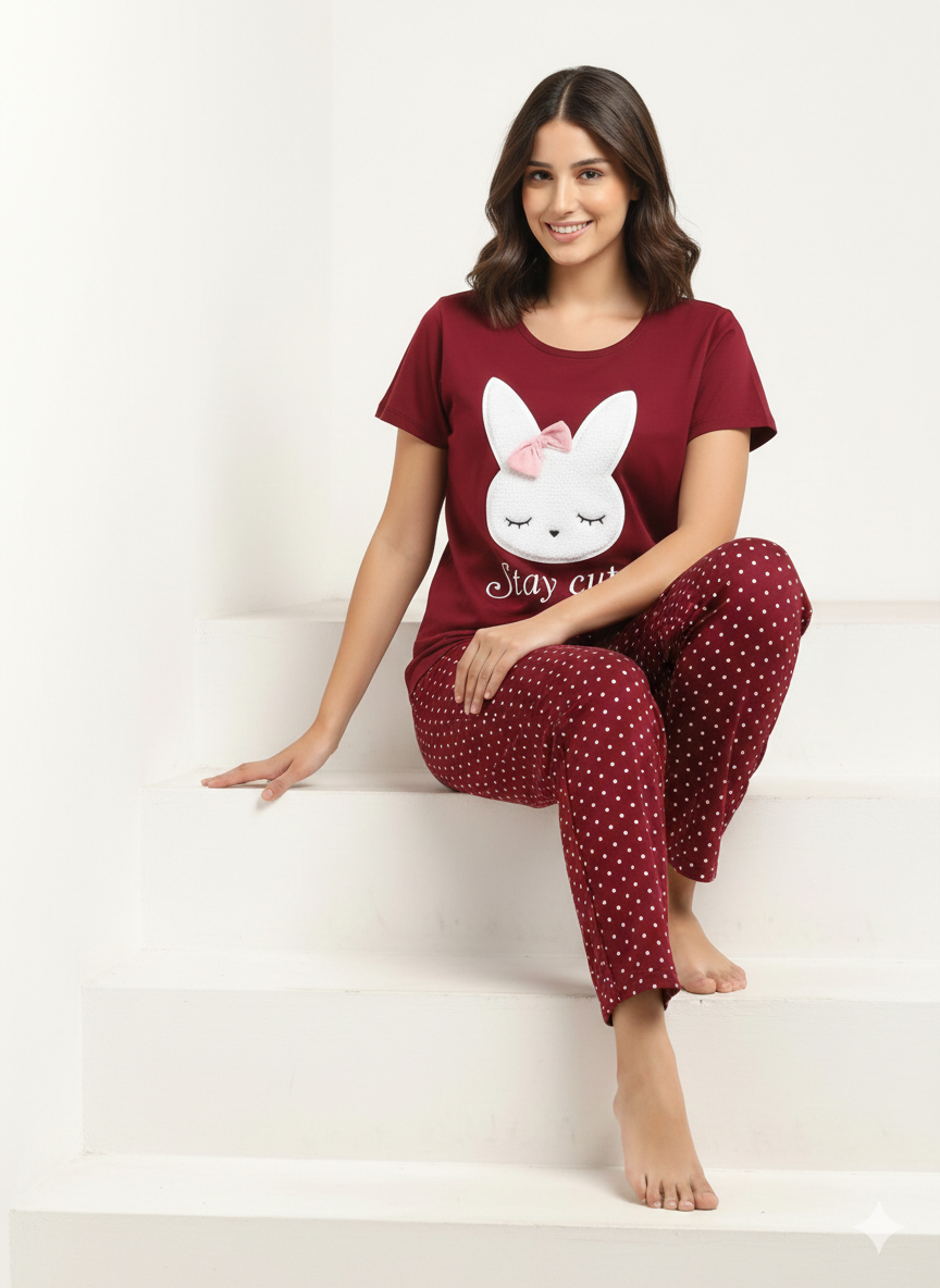 ✨ New Premium Cotton Jersey Night Suit – Soft & Comfy Wear