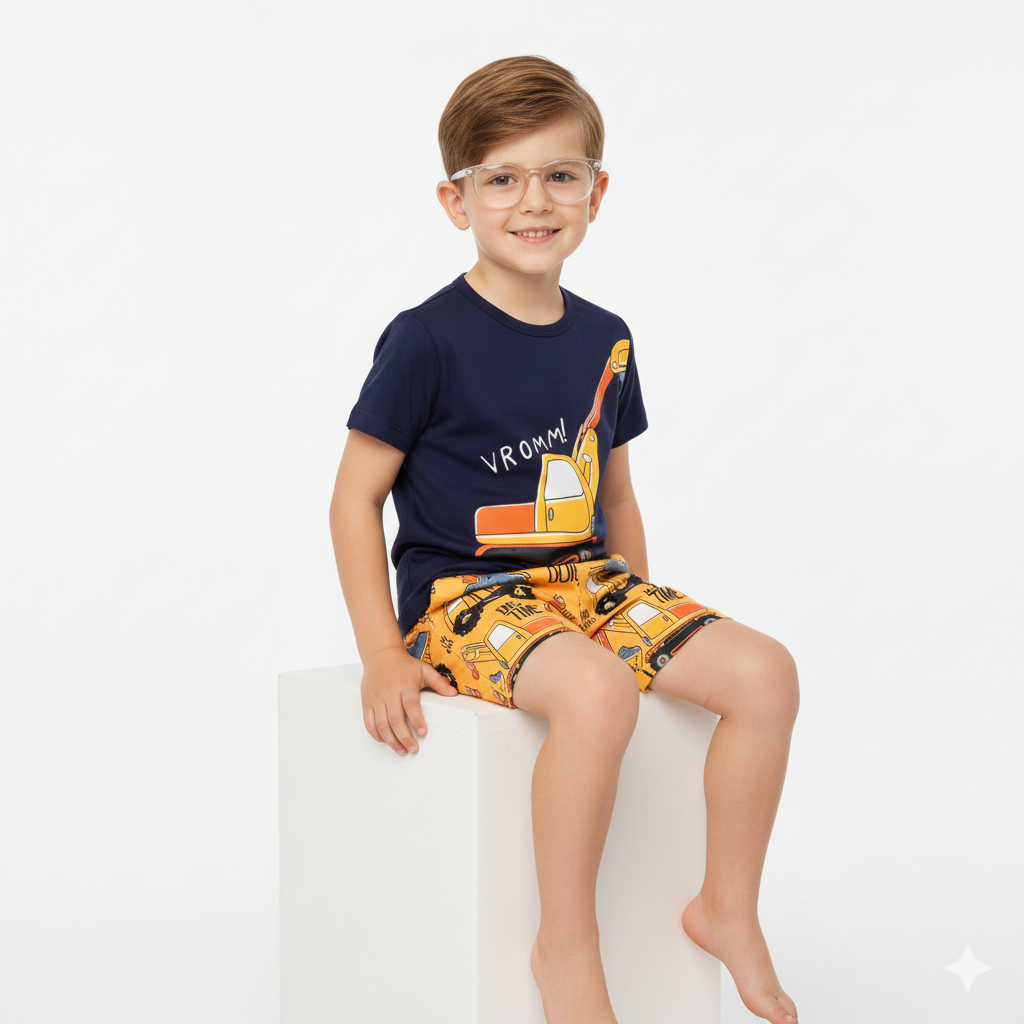 Funky Excavator Graphic Summer Outfit