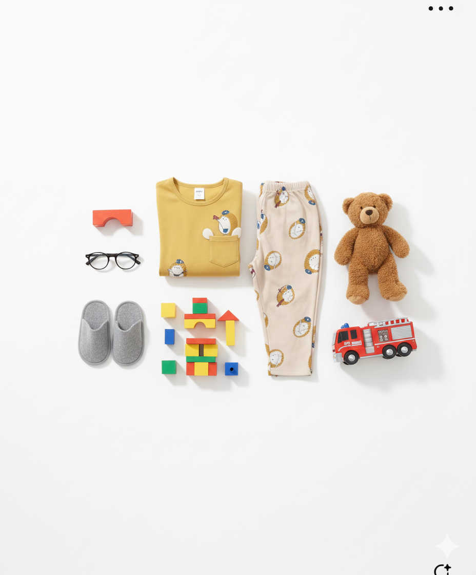 Adorable Hedgehog Print Long-Sleeve Pajama Set for Kids"